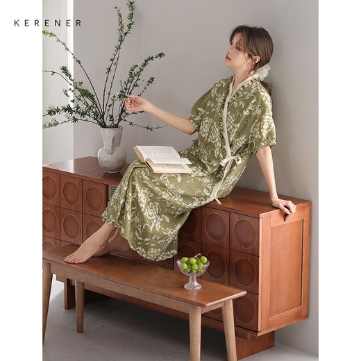 可人儿小众设计师新款泡泡绵女士睡衣夏季少女睡裙可外穿家居服 商品图3