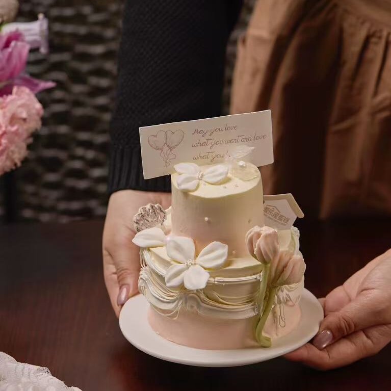 郁见美好水晶珍珠贝壳mini双层蛋糕