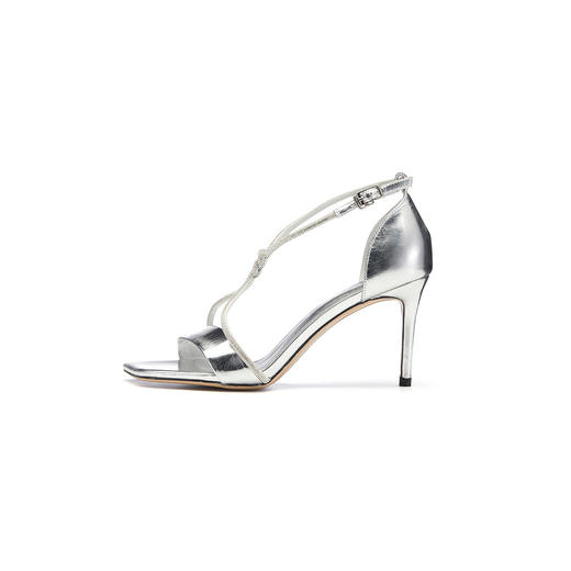 westory女鞋夏季方头高跟细跟银色饰扣交叉绑带凉鞋W23BG6148122 商品图1