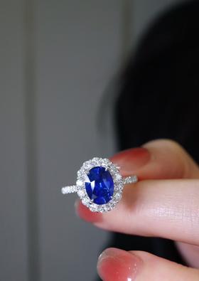 2.24ct刻面蓝宝石戒指