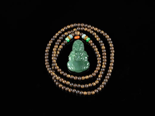 XY0066原创沉香+翡翠底色观音挂件 商品图0