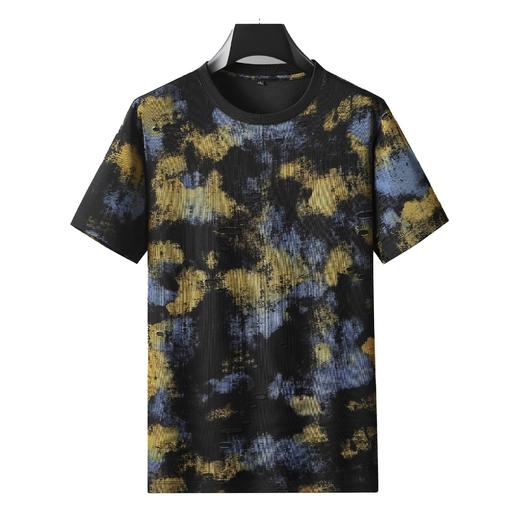 【破洞设计】【DDA】大依优型大码短袖T恤夏季圆领半袖加肥加大码高克重重工扎染短袖上衣 商品图4