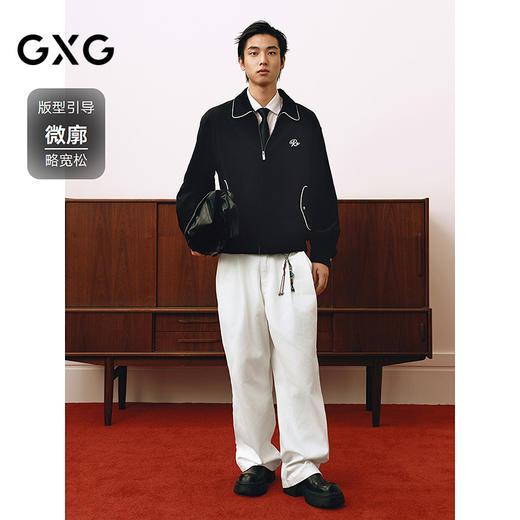 GXG男装 新年系列灯芯绒领口撞色简约绣花翻领夹克外套25年春热卖 商品图1