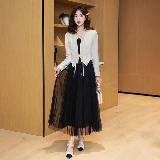 法式小香风上衣新中式风气质复古撞色设计盘扣套装HBLJRA785 商品图1
