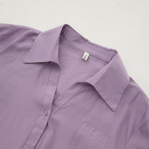 西遇宽松轻职场衬衫女新款法式紫色上衣慵懒风翻领外套D0050461 商品图5