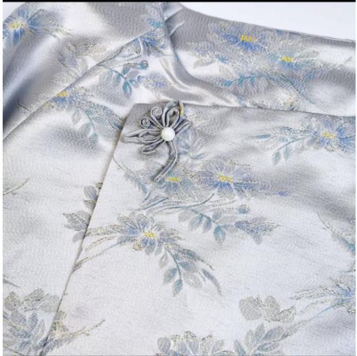 盛唐牡丹| 景天蓝色桑蚕丝配围巾外套 商品图4