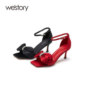 westory夏季新款羊皮优雅尖头细高跟空鞋女61411