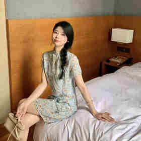 顺丰包邮洛诗琳20107气质新中式连衣裙2025新款真丝印花裙子0999