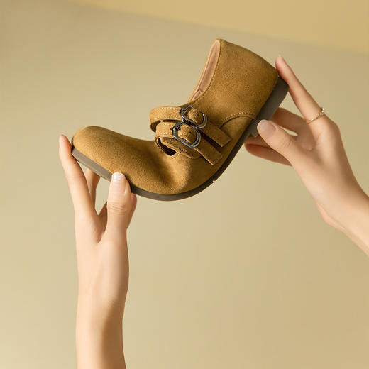 西遇玛丽珍勃肯鞋女新款春夏复古配裙小皮鞋圆头平底软底单鞋V0556476 商品图1