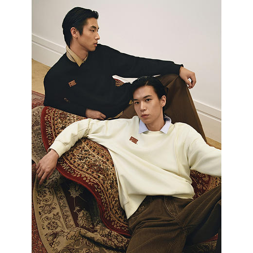 GXG男装 圆领双色小标卫衣通勤长袖上衣分割线卫衣 2025春季热卖 商品图1