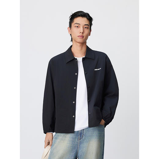 GXG男装 微皱感印花简约潮流时尚衬衫式翻领夹克外套25年春热卖 商品图3