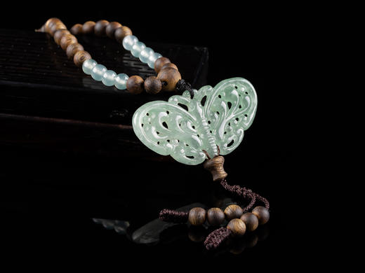 XY0064原创沉香+冰种翡翠蝴蝶挂件 商品图1