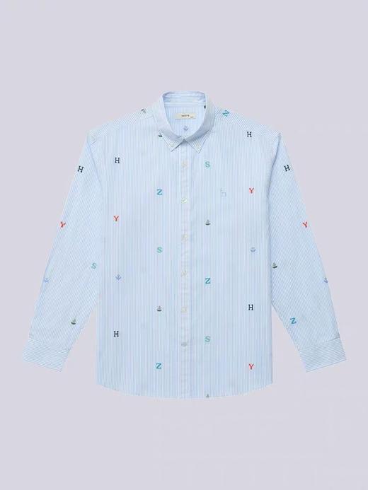 H@ZZYS 字母提花条纹纯棉长袖衬衫 Z-15079 商品图3