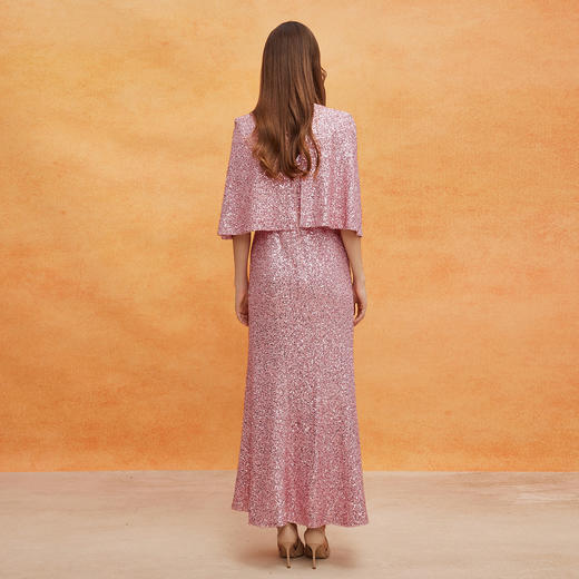 QF808斯尔丽2025新款礼服商场同款宴会大气高端面料柔软悬垂亮片连衣裙 商品图1