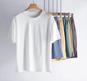 weyo男款长绒棉液氨新款休闲简约家居T恤短袖宽松短裤23701