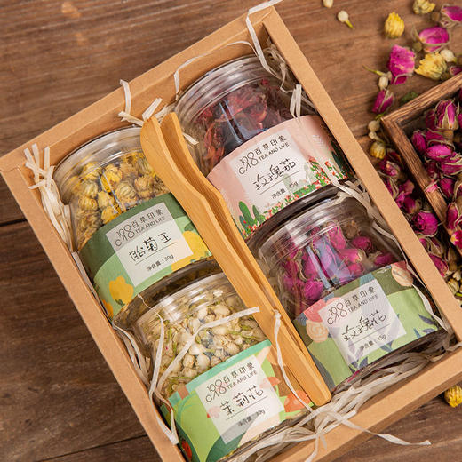 「4瓶礼盒装！花茶礼品」4瓶装组合花茶礼盒中秋节菊花教师节花草茶伴手礼物茶饮 商品图1