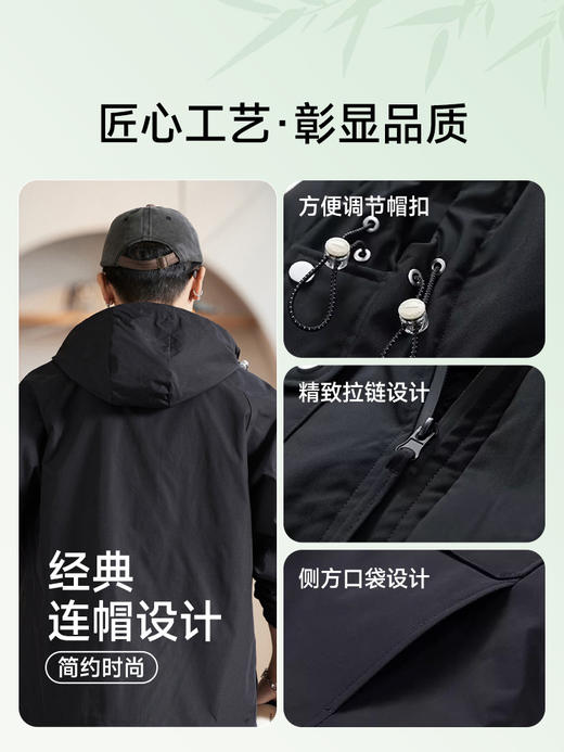 【新款DQ】大依优型大码男装冲锋衣工装连帽外套宽松休闲机能防风夹克上衣男士加肥加大潮流 商品图3