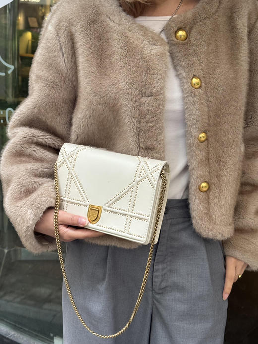 Dior 白色牛皮 ramo 盾牌链条包 商品图0