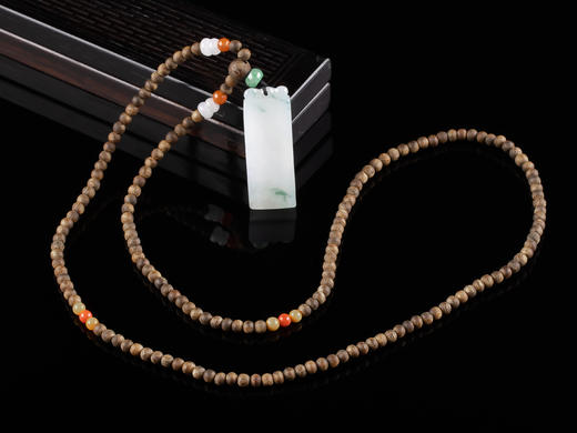 XY0029原创沉香+翡翠飘花平安无事牌 商品图6