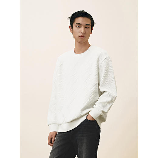 GXG男装 圆领肌理提花卫衣通勤长袖上衣双色卫衣 2025春季热卖 商品图2