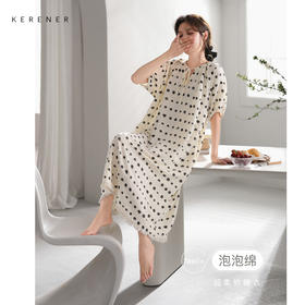 可人儿小众设计师新款泡泡绵女士睡衣夏季少女睡裙可外穿家居服