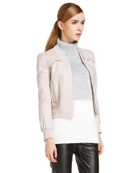 01003000362511 EQ:IQ 女款白色V领长袖羊皮外套 商品图2