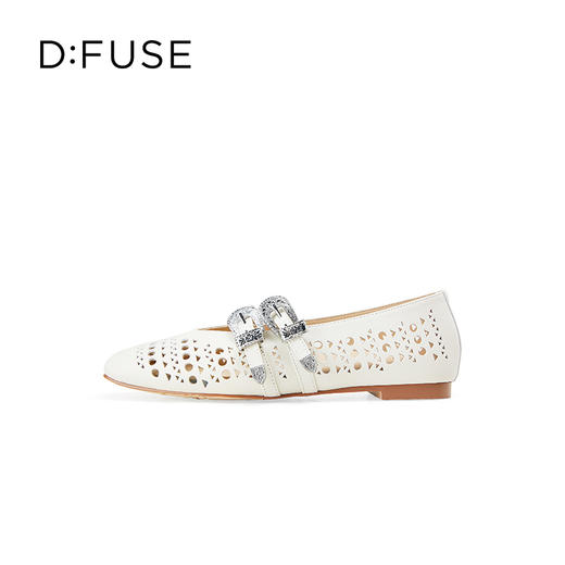 Dfuse迪芙斯2025春季新款透气平底鞋镂空方跟圆头玛丽珍洞洞鞋DFD1111002 商品图5