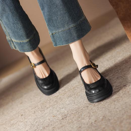 手工女鞋英伦风高跟玛丽珍鞋2025新款真皮复古厚底单鞋7.5CM 商品图2
