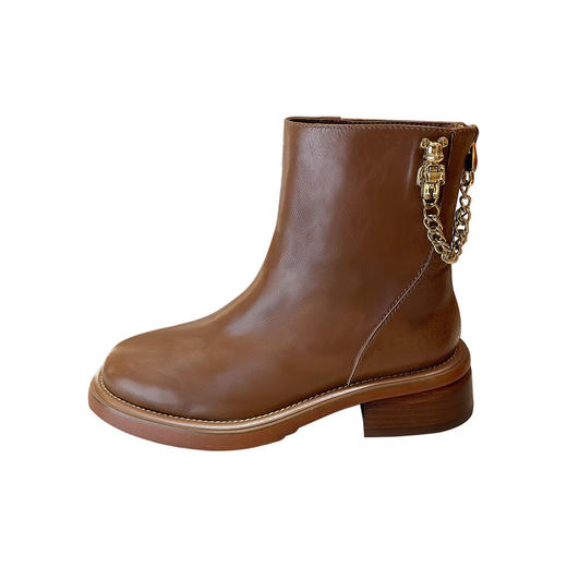 westory切尔西靴女厚底增高街头风系带真皮机车靴时尚潮流短靴82641 商品图6