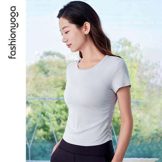 凡圣瑜伽腰部抽褶经典短袖 F15325 商品图9