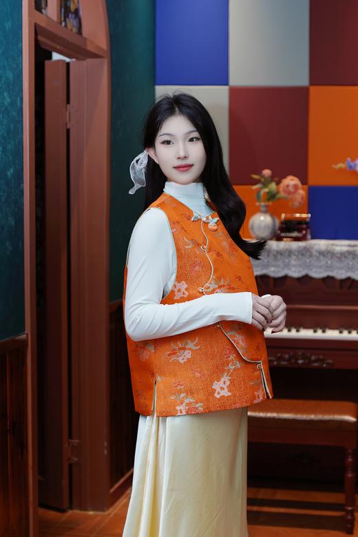 【岱赭】非遗宋锦|织锦缎马甲新中式人丝人棉国风牡丹提花唐装坎肩马甲 商品图5