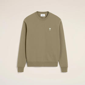 AMI 男士心形徽标刺绣棉质卫衣 灰绿色 HSW060 730 375