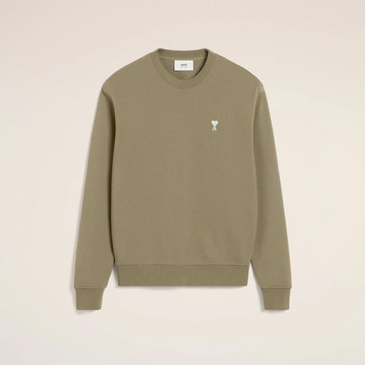 AMI 男士心形徽标刺绣棉质卫衣 灰绿色 HSW060 730 375 商品图0