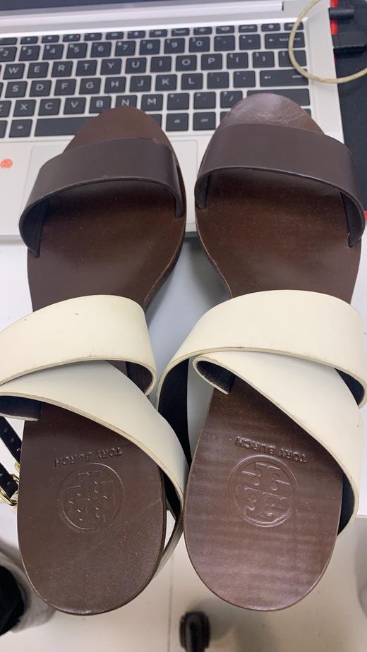 888736321008 汤丽柏琦Tory Burch    Tory Burch女款深褐/米白色交叉断跟高跟鞋 商品图5