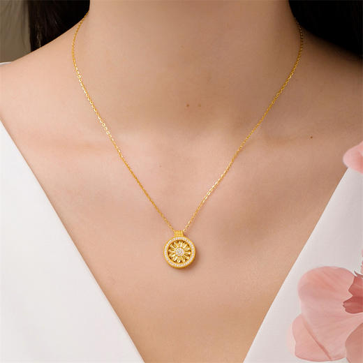 【热卖臻品】芳华-美人如花 黄金项链足金镶嵌钻石套链女士礼物MEMORA诗普琳LN525701、LN525702 商品图2