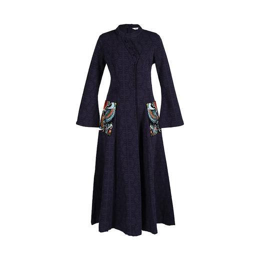 飞琼绣花复古连衣裙 | 长短袖可选 | 藏蓝色 黄色 红色 商品图7