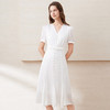 EITIE爱特爱温柔白色V领显瘦垂坠荷叶边显瘦连衣裙2025夏季新款B2507602 商品缩略图2