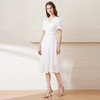 EITIE爱特爱温柔白色V领显瘦垂坠荷叶边显瘦连衣裙2025夏季新款B2507602 商品缩略图1
