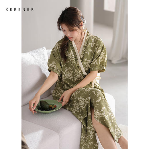 可人儿小众设计师新款泡泡绵女士睡衣夏季少女睡裙可外穿家居服 商品图2