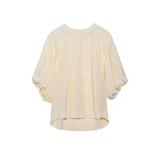 谜底衬衫分袖女2025夏季新品通勤优雅泡泡袖宽松T型上衣252MS0546 商品图4