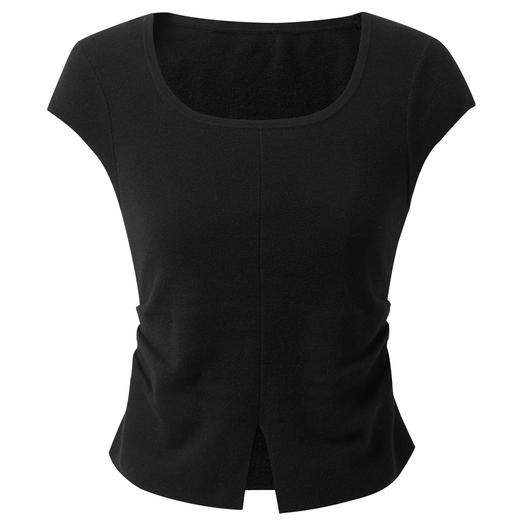 三彩2025春季新款修身短款套头针织衫收腰开叉短袖毛衫M 商品图4