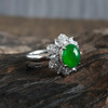 【天然正品】A货翡翠AU750收藏级白金豪镶钻镶天然冰种满绿蛋面翡翠戒指13号（戒圈可改）蛋面：6.8*8.1MM（皆取最大值）女士现售价：21800！280225NJM19 商品缩略图3