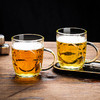 买一送一 加厚大容量玻璃杯带把泡茶杯棋盘纹啤酒杯 A-4238 商品缩略图1