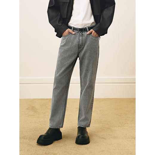 GXG男装 经典直筒花灰牛仔裤潮流男长裤通勤休闲裤 2025春季热卖 商品图3