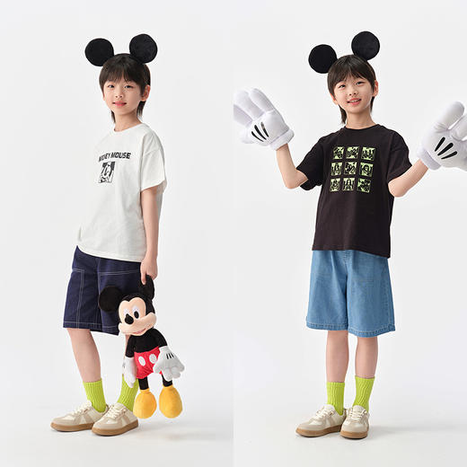 【迪士尼IP】森马儿童短袖T恤2025新款纯棉上衣米奇印花男童夏装 商品图2