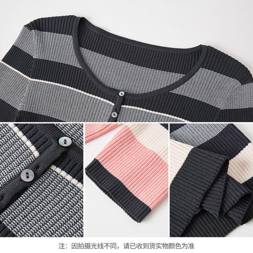 【商场同款】CNK5386 “彩虹条纹衫” 宽窄条纹修身毛衫 商品图5