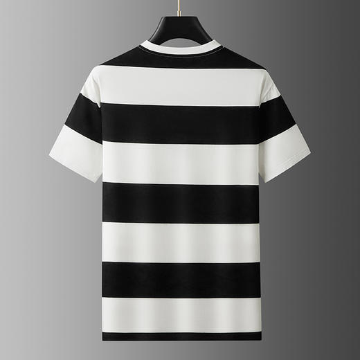 【棉质】【DDA】大依优型大码圆领短袖T恤条纹休闲透气半袖夏季上衣男士胖子潮流 商品图1