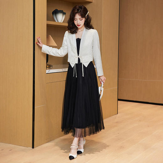 法式小香风上衣新中式风气质复古撞色设计盘扣套装HBLJRA785 商品图2
