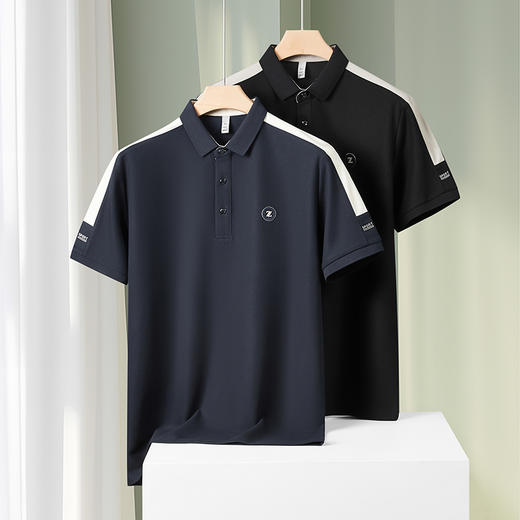 【冰丝】【DDP】大依优型大码拼接短袖POLO衫弹力翻领商务休闲透气半袖夏季上衣 商品图2