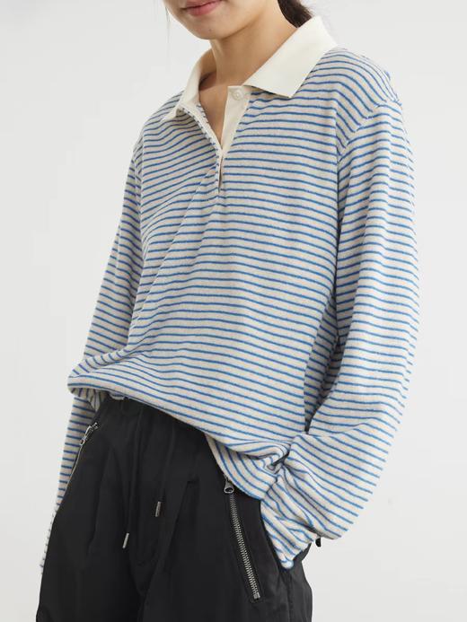 步履不停/5A15103C/日系休闲条纹polo卫衣 商品图3
